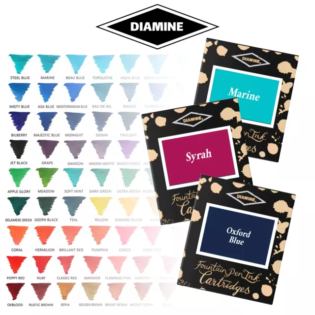 Diamine Ink Cartridges for fountain pens (Packs of 6) - All Colours Available