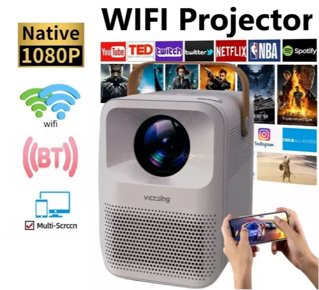 4K 1080P WiFi Bluetooth Mini LED Home Theater Projector Cinema Soundbox Speaker