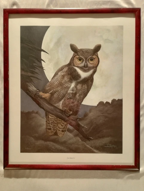 Signed Limited Edition Ray Harm Great Horned Owl Art Print 25x21 Framed Signed Limited Edition Ray Harm Great Horned Owl Art Print 25x21 Framed