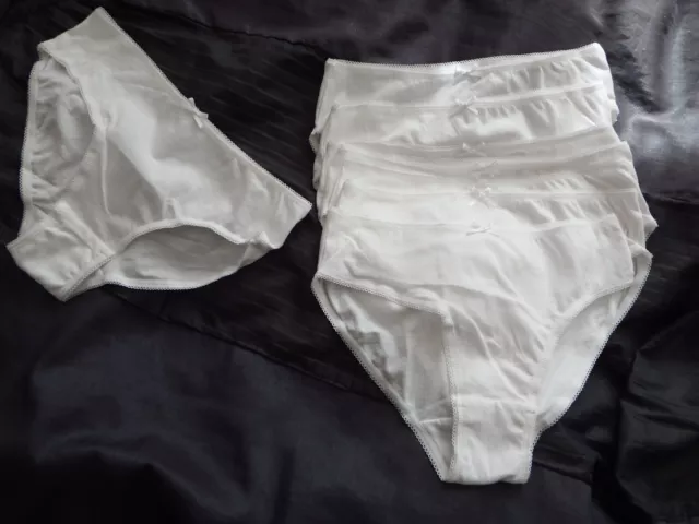 Girls Plain White Briefs 8 Pairs Knickers Pants Age 10-11 Underwear 100% Cotton