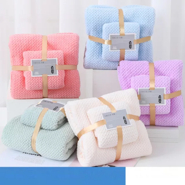 2PCS Set Coral Fleece Towel Bath Towel Absorbent Four Seasons Available Towel*