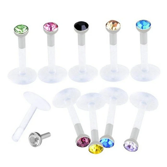 PTFE Bioflex Labret Body Gem Jewelry Push top Tragus Bar Lip Nose Monroe