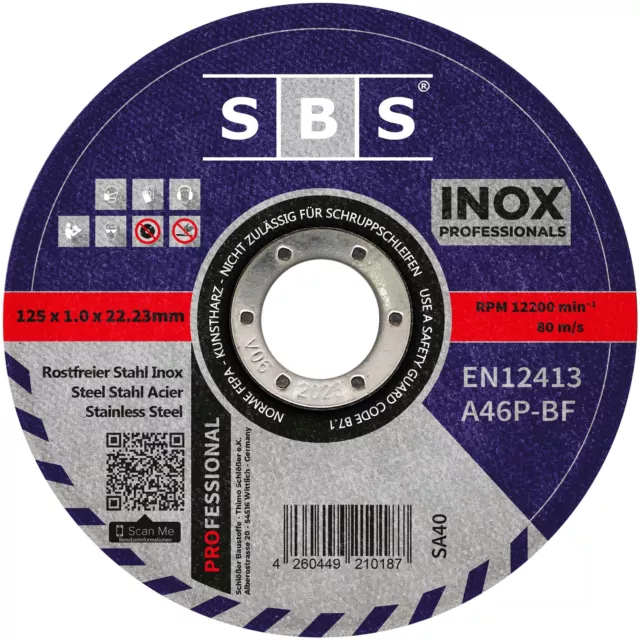 SBS Disco de Corte Ø125mm X 1mm Difer. Cantidad Inox Disco Flexible Metal V2A