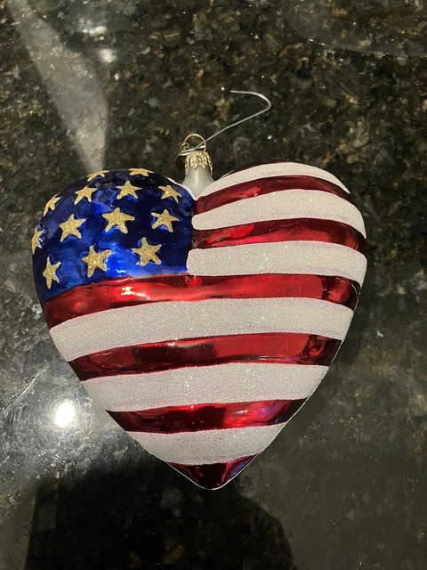 Christopher Radko American Flag Brave Heart Heroes Ornament 9/11