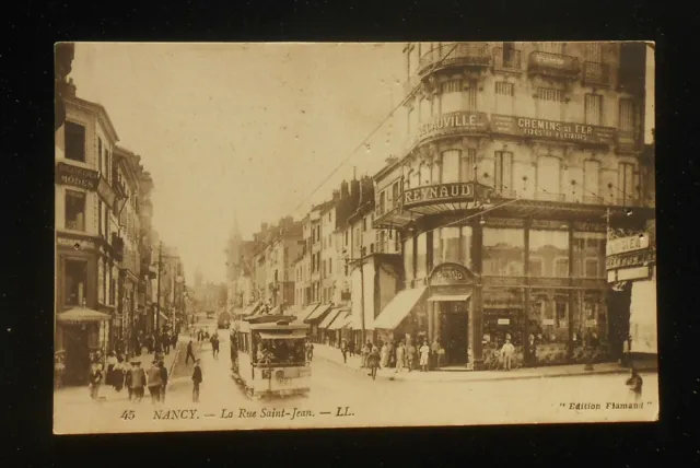 1900s La Rue Saint-Jean Tram Reynaud Stores Nancy France Meurthe-et-Moselle Co