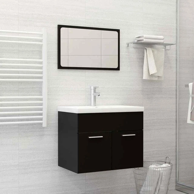 BATHROOM FURNITURE SET Black Engineered Wood £439.30 PicClick UK
