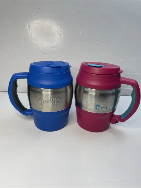 2 Bubba Keg 20 Oz Pink & Blue Insulated Travel Mug Twist and Turn. His & Hers.