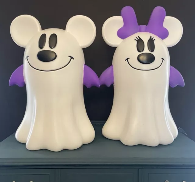 Disney Halloween 2023 Lighted Mickey & Minnie Ghost Blow Mold 24" (SET OF 2)