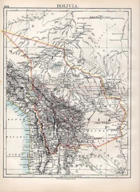 1897 Victorian Map ~ Bolivia