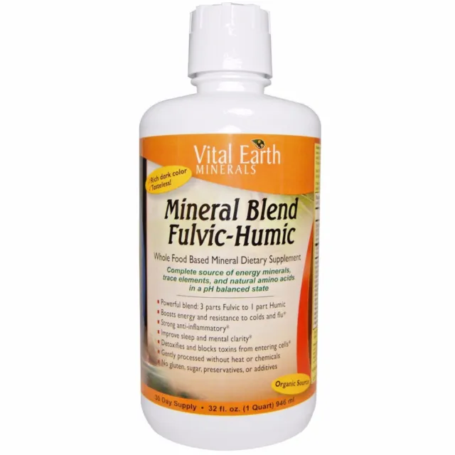 Vital Earth Minerals Mineral Blend Fulvic Humic 32 oz IMMUNE DIGESTION SLEEP AID