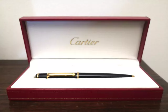 Penna A Sfera Cartier In Comp. Nero Placcato Oro. Pari Al  Nuovo