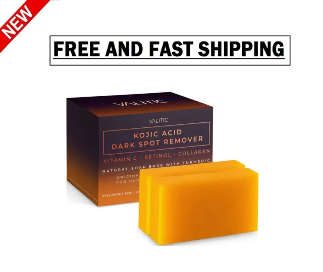 VALITIC Kojic Acid Dark Spot Remover Soap Bars with Vitamin C, Retinol,2 Pack