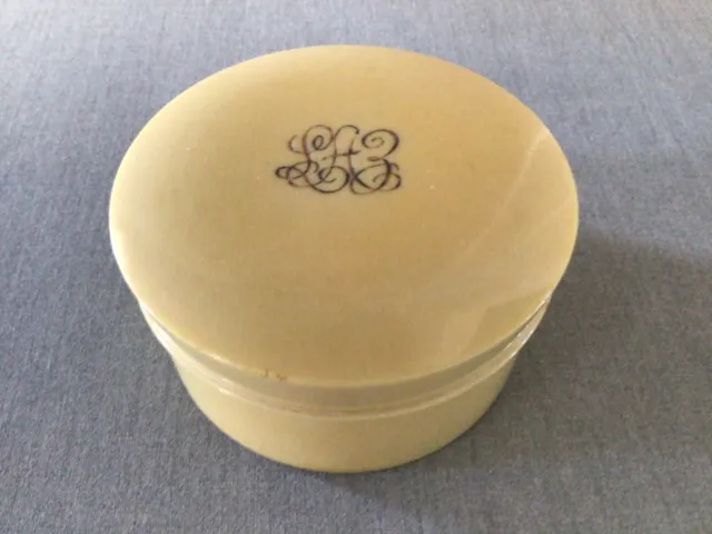 Vintage Parisian Loonen Ivory France Round Powder Box - Monogrammed Louise Zang