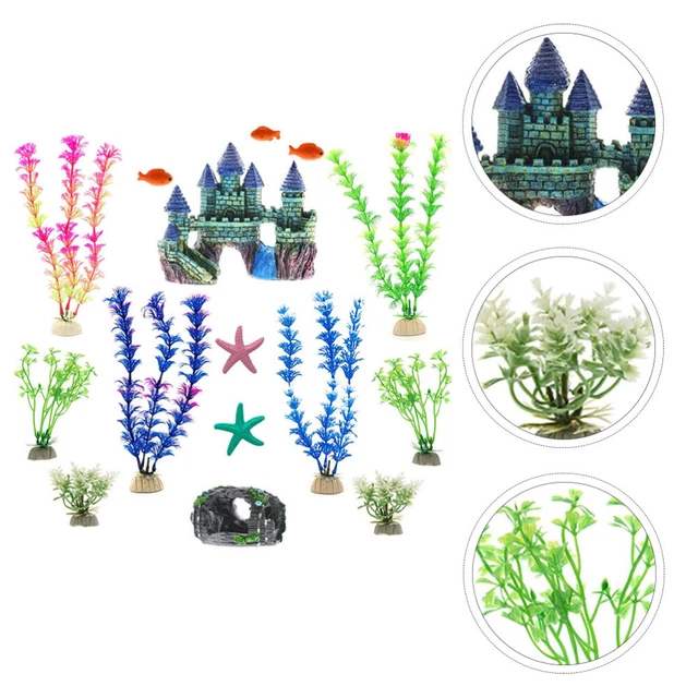 15 piezas Acuario Decoración Coral Artificial Lago Anémona Kit