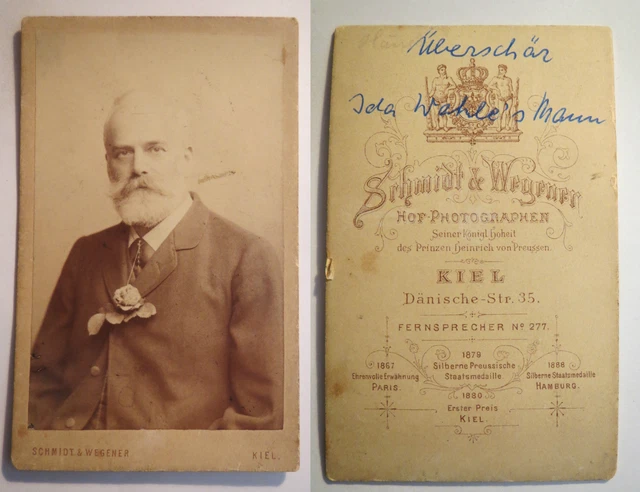 Kiel - Herr Überschär - Mann von Ida Wehle ? als alter Mann - Portrait / CDV