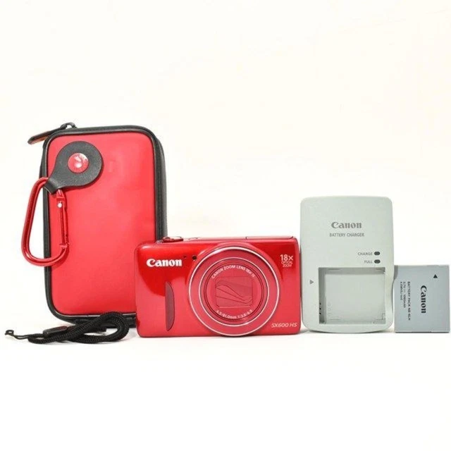 CANON POWERSHOT SX600 hs red 16mp 18x zoom camera charger very