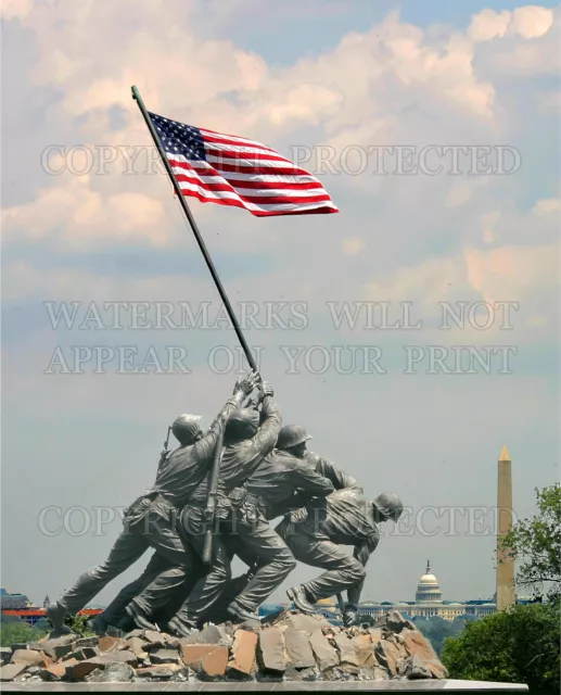 8x10 photo US Marine Corps Iwo Jima Memorial Arlington VA flag Capitol Wash. Mon