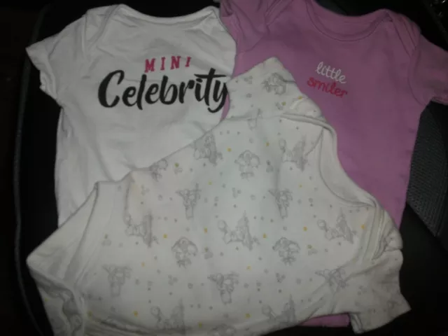 Baby Girls 3 Vest Bundle - Age 0-3 Months