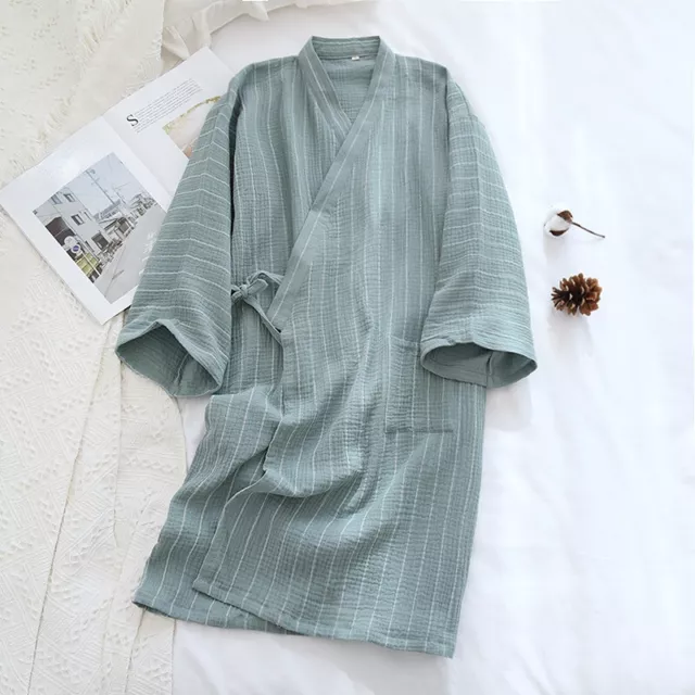 Lady Cotton Pajama Sleepwear Robe Japanese Bathrobe Kimono Yukata Nightrobe Soft