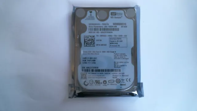 80 GB SATA Western Digital WD Scorpio WD800BEVS-75RST0 Hard Drive New