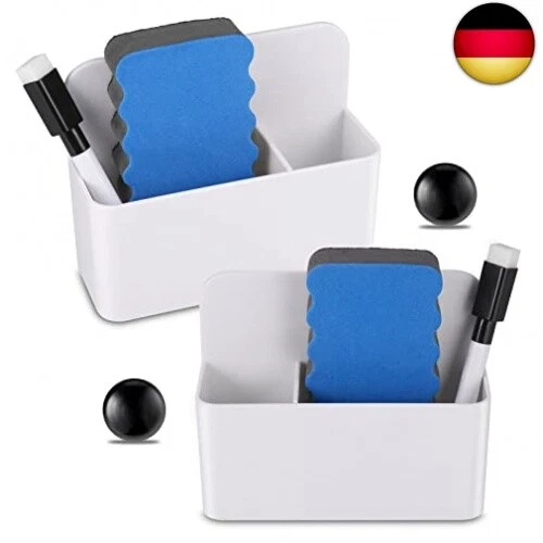 2 Stück Magnetischer Stiftehalter, Whiteboard Stifthalter,mit 2 Marker Stifte 2