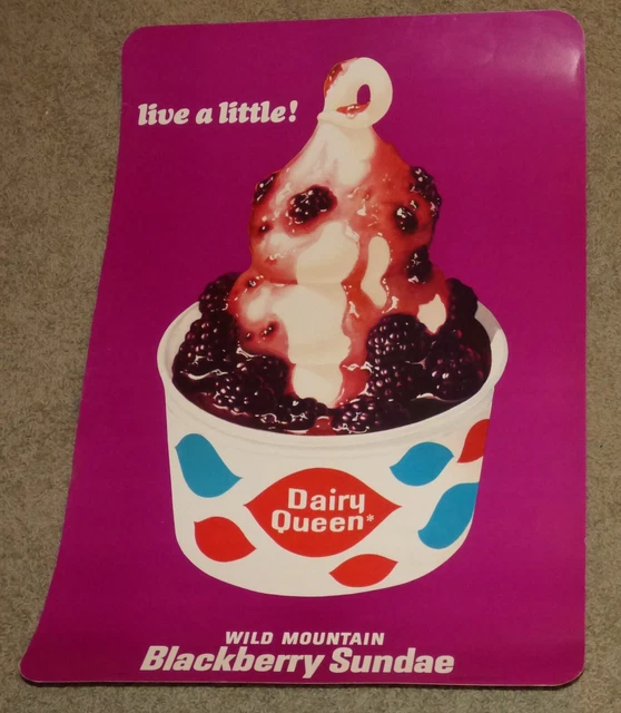 VINTAGE 1966 DAIRY Queen Store POS Advertising Sign Poster Blackberry