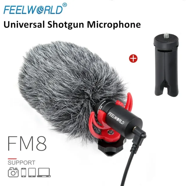 Feelworld FM8 3.5mm Condenser Video Shotgun Microphone for Camera DSLR iPhone 14