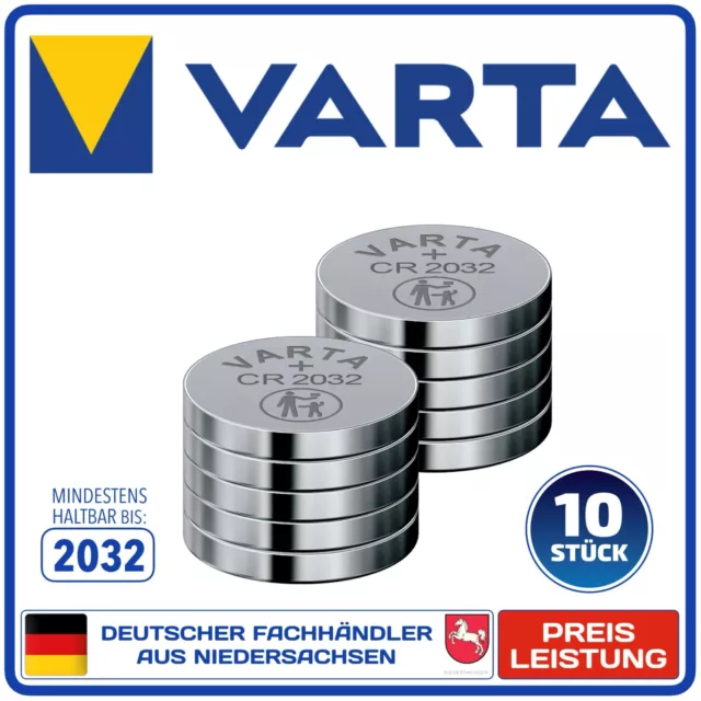 10 Stück VARTA CR2032 Knopfzellen 10x CR 2032 Batterien NEU *aus 2024* MHD 2032