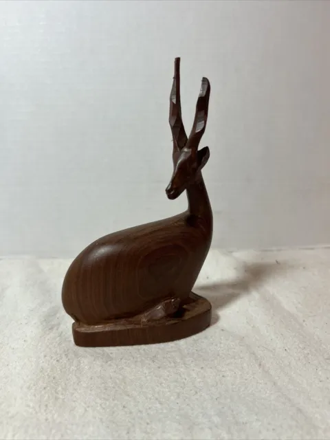 Vintage Hand-carved Wooden Antelope Genuine Besmo Product Hand Carved In Kenya