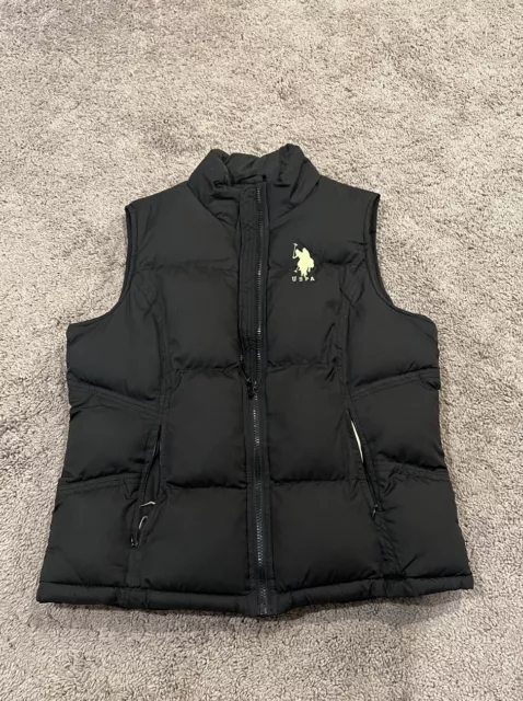 U.S. Polo ASSN Classic Women's Full Zip Black Puffer Vest Size Large