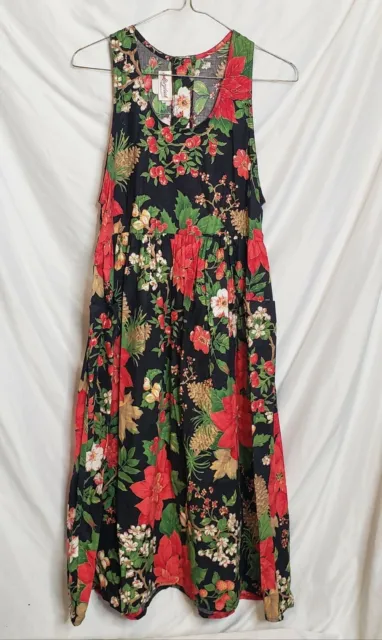 Vintage Storybook Heirlooms Womens Dress Jumper Size Sm Med Poinsettia Chrismtas