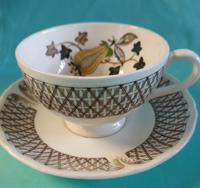 Wedgewood Avocado Pattern Tea Cup And Saucer, Bone China