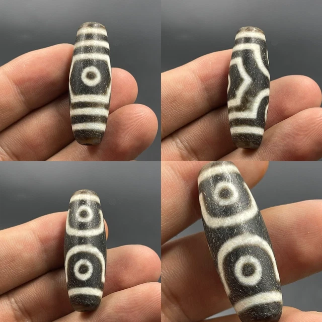 Unique Ancient Tibetan Himalayan Old Agate Stone Rare 3 Eyes Dzi Bead