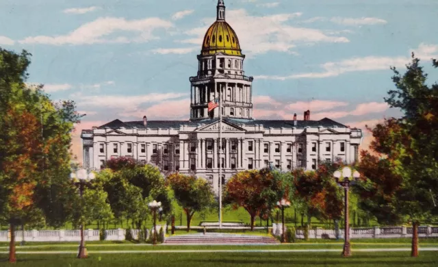 Vintage Postcard Denver Colorado State Capitol Building CO c1947 One Cent Stamp