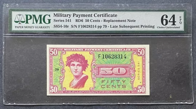 *Rare/Replacement* Series 541 Military Payment Certificate Pmg Choice Cu 64Epq