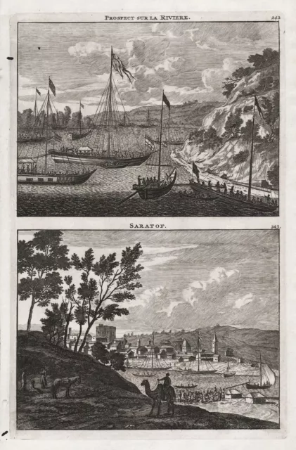 Saratov Saratow Volga Wolga Russia Russland engraving Kupferstich de Brujin 1718