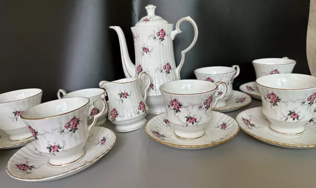 Princess House  Hemmersley Bone China Spode England White Pink Rose Tea  Set 3