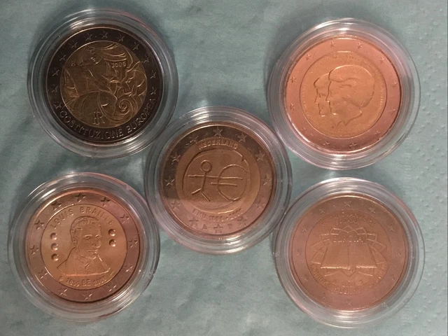 5 X 2€ GEDENKMÜNZE Europa 🇪🇺 KONVOLUT 2005-13, div. LÄNDER, zirk.! , s. Fotos