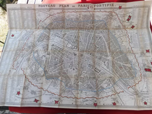 CARTE MAP ATLAS Nouveau Plan ville de PARIS fortifié 1848  15