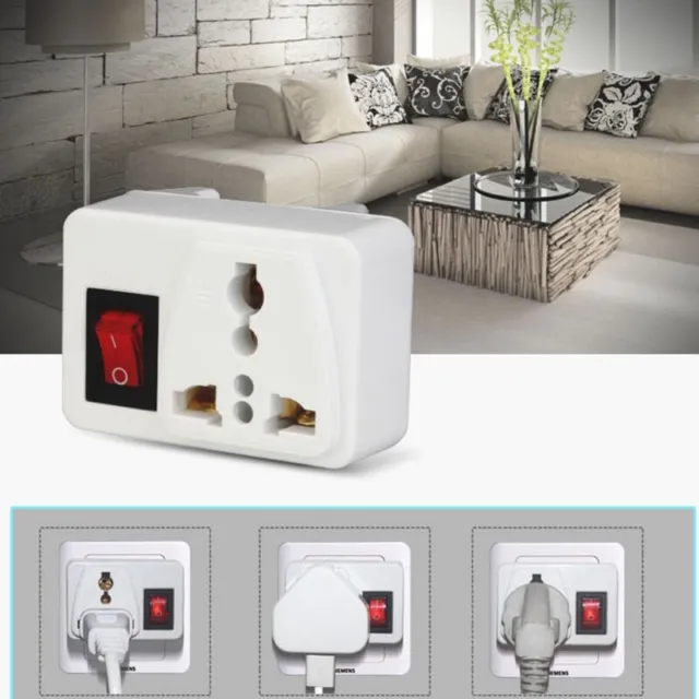 UK Universal Adapter Portable Extension Converter Plug Socket with On Switch 3