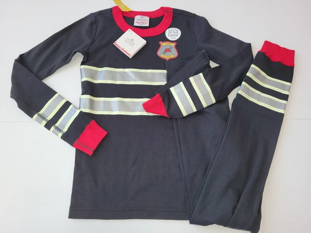 Hanna Andersson Firefighter Pajamas size 140 (10) glow in the dark NWT