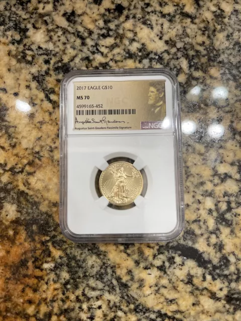 2017 Gold $10 Augustus St Gaudens American Eagle 1/4 Oz Ngc Ms 70