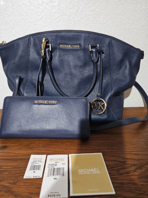 MICHAEL KORS RILEY Handbag Satchel & Wallet  - Blue Leather