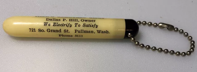 Pullman Washington Hill’s Electric Shop Electrical Electrician Vintage Keychain