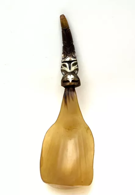 North West Coast Haida or Tlingit Native American Indian Horn Spoon Ladle