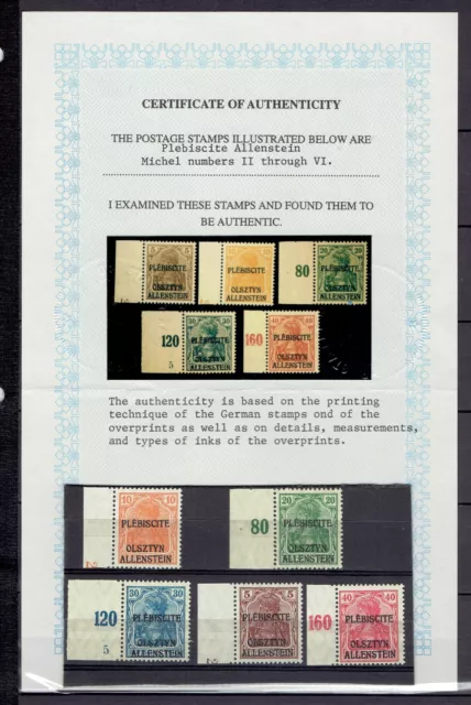 1920  Plebiscite  Stamps ,, Allenstein ''  Only  Printed ,,500 ''  Perfect , Nh' 2