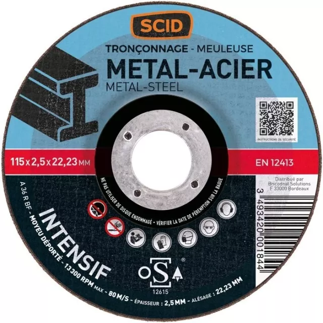 Disque à tronçonner ° 115 mm acier métal métaux usage fréquent SCID