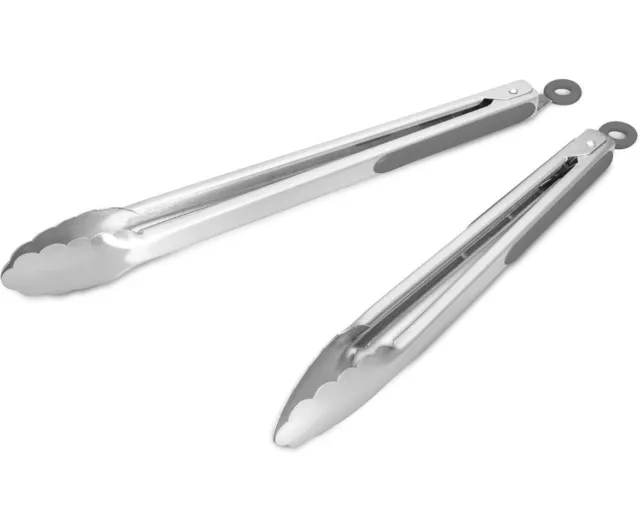 304 Stainless Steel Kitchen Cooking Tongs, 9" and 12" Set of 2