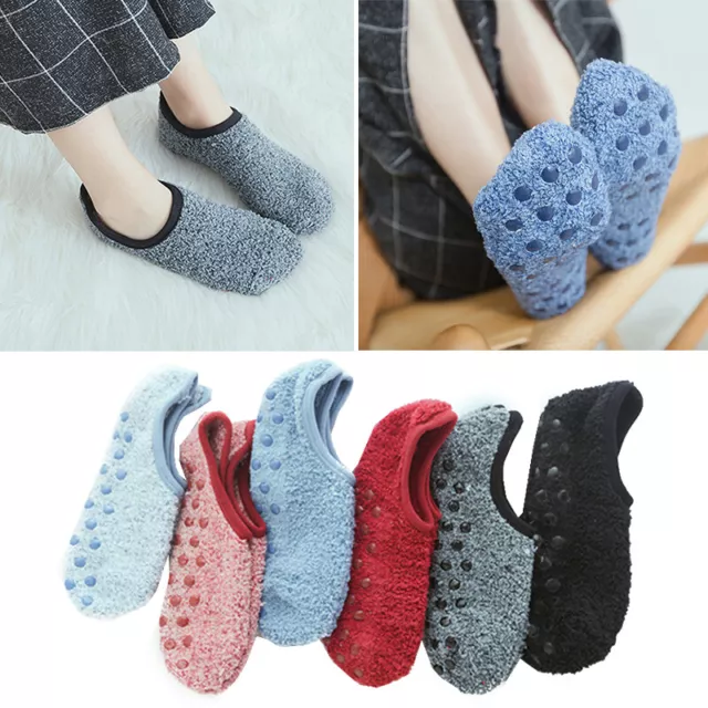Donna Pile Maglia Non Stringato Pantofole Calze Scarpe Antiscivolo Casa Interno