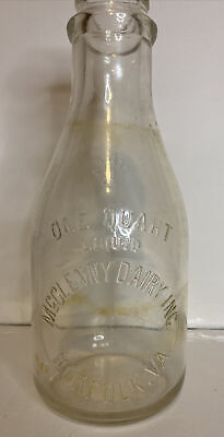 “Vintage VIRGINIA EMBOSSED Milk Bottle “Quart” McClenny Dairy Inc. NORFOLK VA.”